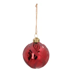 Weihnachtskugel Mit Dekor, Bordeaux, Glas, 8 Cm