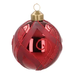Weihnachtskugel Mit Dekor, Bordeaux, Glas, 8 Cm