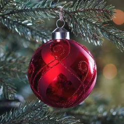 Weihnachtskugel Mit Dekor, Rot, Glas, 8 Cm