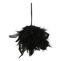 Weihnachtskugel Mit Federn, Schwarz, Kunststoff, 8 Cm
