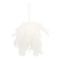 Weihnachtskugel Mit Federn, Weiß, Kunststoff, 8 Cm