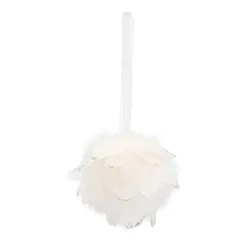 Weihnachtskugel Mit Federn, Weiß, Kunststoff, 9 Cm