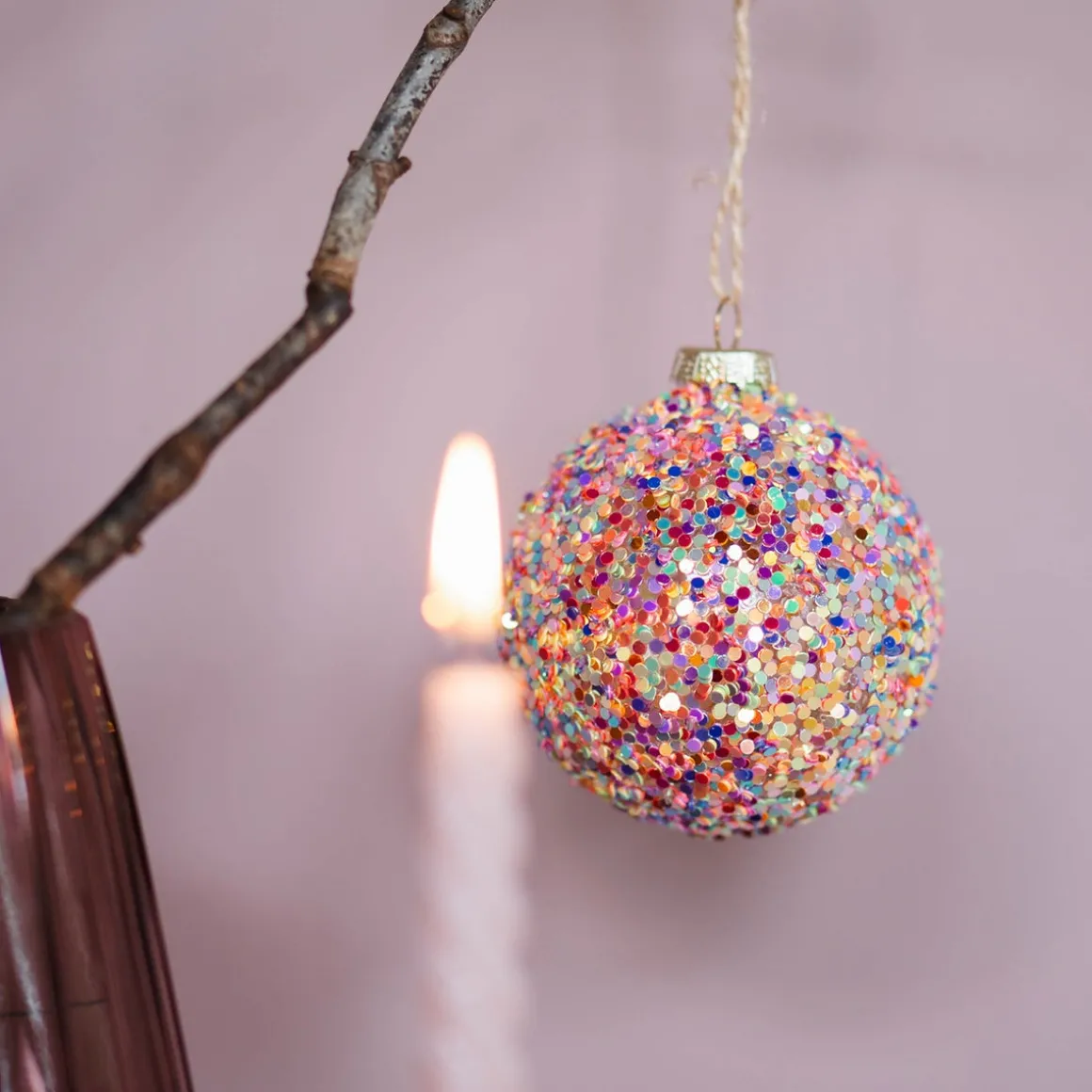 Weihnachtskugel Mit Pailletten, Bunt, Glas, 8 Cm