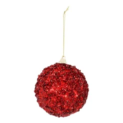 Weihnachtskugel Mit Perlen, Rot, Kunststoff, 8 Cm