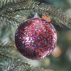 Weihnachtskugel Mit Perlen, Bunt, Kunststoff, 8 Cm