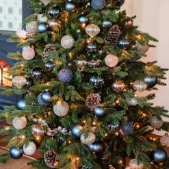 Weihnachtskugel Mitternachtsblau, Kunststoff, 8 Cm