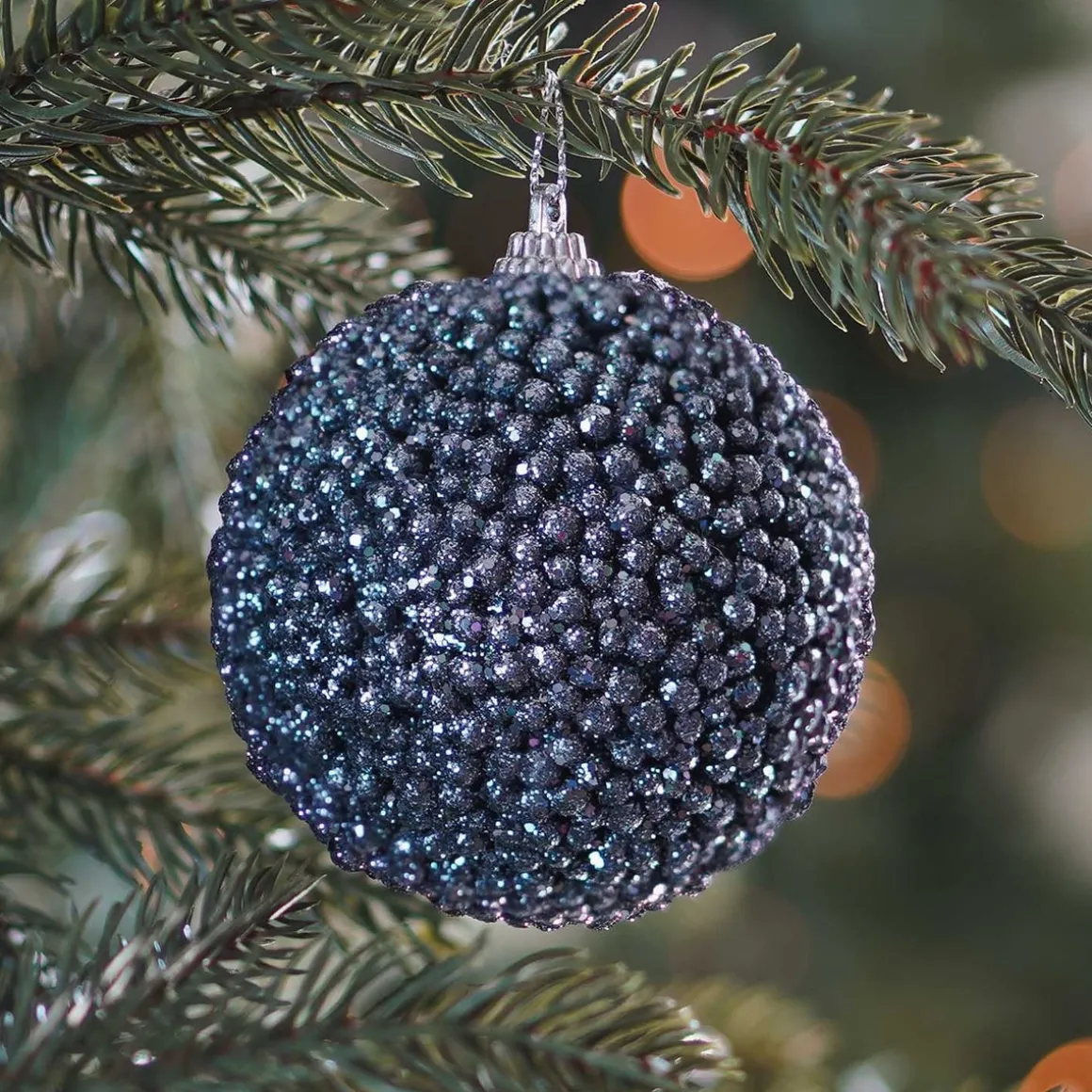 Weihnachtskugel Mitternachtsblau, Kunststoff, 8 Cm