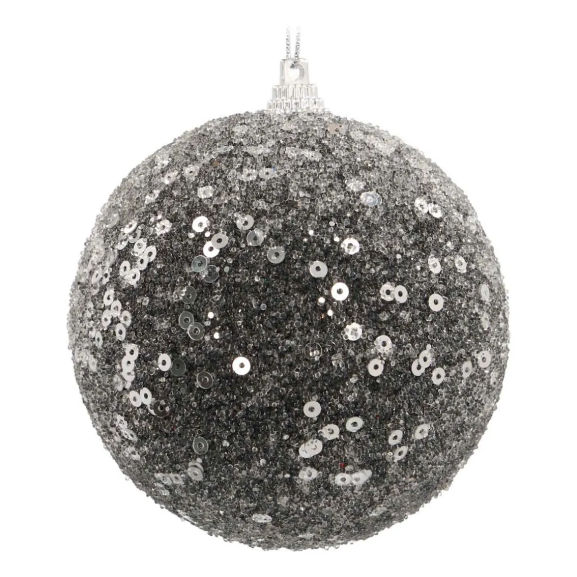 Weihnachtskugel Pailletten, Schwarz, Kunststoff, 8 Cm