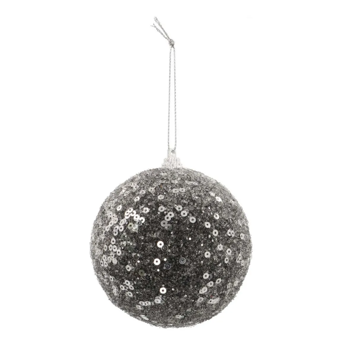 Weihnachtskugel Pailletten, Schwarz, Kunststoff, 8 Cm