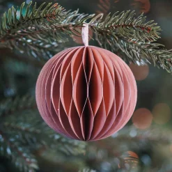 Weihnachtskugel Papier, Altrosa, 8 Cm