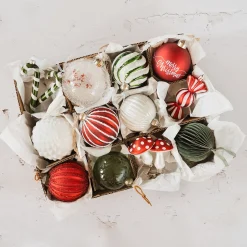 Weihnachtskugel Papier, Cottage Green, 8 Cm