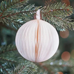 Weihnachtskugel Papier, Weiß, 8 Cm