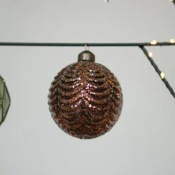 Weihnachtskugel Perlenmeer & Pailletten, Braun, Glas, 8 Cm