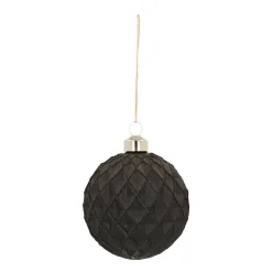 Weihnachtskugel Rautenmuster, Schwarz, Glas, 8 Cm