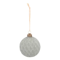 Weihnachtskugel Rautenmuster, Cottage Green, Glas, 8 Cm