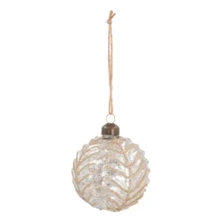 Weihnachtskugel Relief, Champagner, Glas, 8 Cm