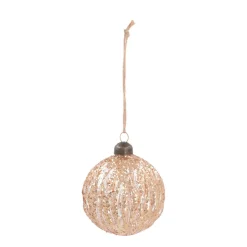 Weihnachtskugel Relief Mit Glitzer, Bronze, Glas, 8 Cm