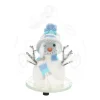 Weihnachtskugel Schneemann-Figur Mit LED-Licht Hellblau, 10 Cm