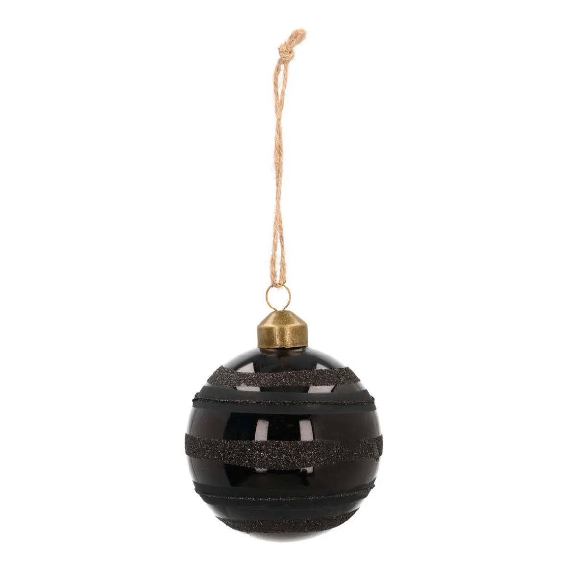 Weihnachtskugel Streifen, Schwarz, Glas, 8 Cm
