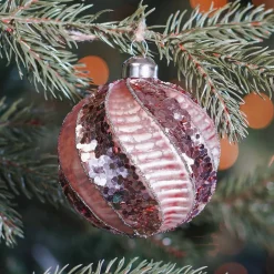 Weihnachtskugel Swirl, Altrosa, Glas, 8 Cm