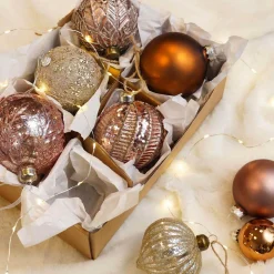 Weihnachtskugel Swirl, Altrosa, Glas, 8 Cm