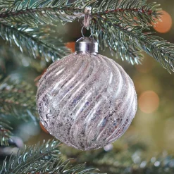 Weihnachtskugel Swirl, Champagner, Glas, 8 Cm