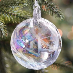 Weihnachtskugel Swirl, Transparent-irisierend, Glas, 10 Cm