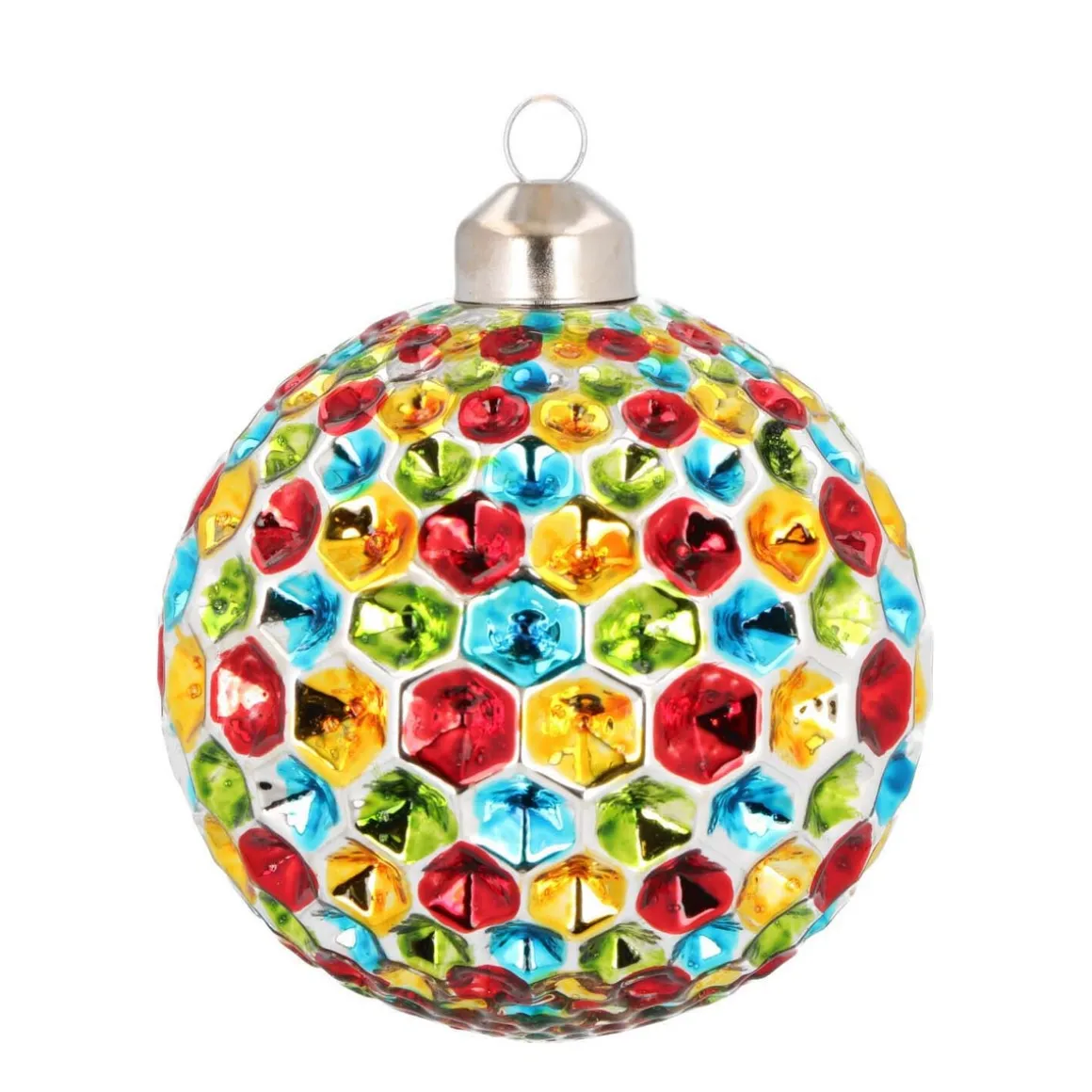 Weihnachtskugel Wabenmuster, Bunt, Glas, 8 Cm