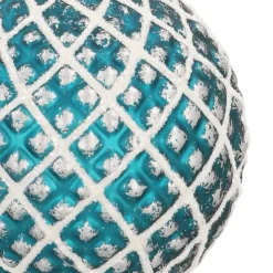 Weihnachtskugel Zapfenmuster, Petrol, Glas, 8 Cm