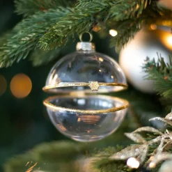 Weihnachtskugel Zum Befüllen Mit Goldverschluss, Transparent, Glas, 8 Cm