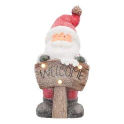 Weihnachtsmann Mit LED-Welcome-Schild, Magnesia, 49 Cm