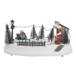 Weihnachtsszene Eislaufen, LED-Beleuchtung & Musik, 29 Cm