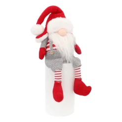 Weihnachtswichtel Kantenhocker, Grau-rot-weiß, Stoff, 45 Cm