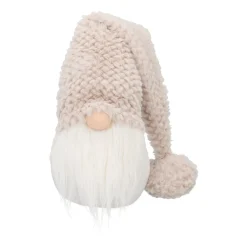 Weihnachtswichtel Mit Langer Mütze, Taupe,  Stoff, 63 Cm