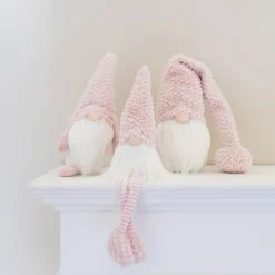 Weihnachtswichtel Mit Langer Mütze, Rosa,  Stoff, 63 Cm