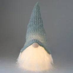 Weihnachtswichtel Mit LED-Nase, Grau, Stoff, 42 Cm