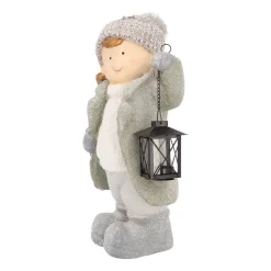 Winterkind Mädchen Mit Laterne, Weiß-grau, 40,5 Cm