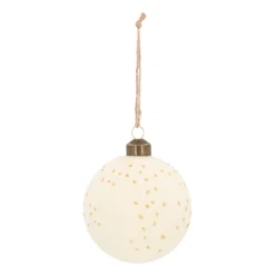 Wollweiße Weihnachtskugel Mit Perlenzweigen