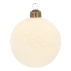 Wollweiße Weihnachtskugel Mit Wellenförmigem Glitter