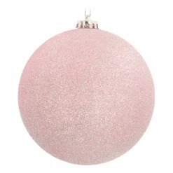 XL Weihnachtskugel, Rosa Mit Glitzer, Kunststoff, 15 Cm