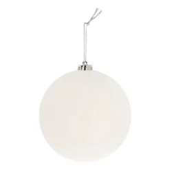 XL Weihnachtskugel Weiß Glitzer, Kunststoff, 15 Cm